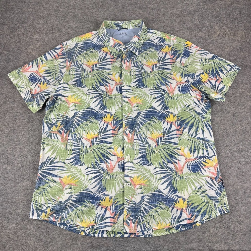 IZOD Saltwater Button Down Shirt Relaxed Classics Leaves Mens XL